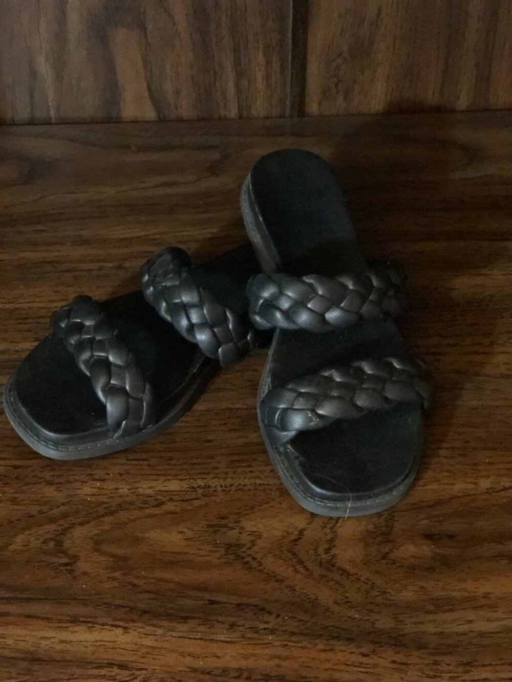 Dolce Vita Double Braided Strap Slide Sandals Black Size 6